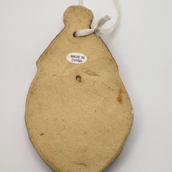 Vintage Santa Claus Face Christmas Tree Ornament Glossy Ceramic - Picture 2 of 6